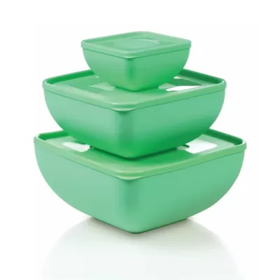 UCSAN PLASTIC Fit Square Bowl with Lid ( 3 Pcs Set ) ( 0,5 L + 2,5 L + 4 L )