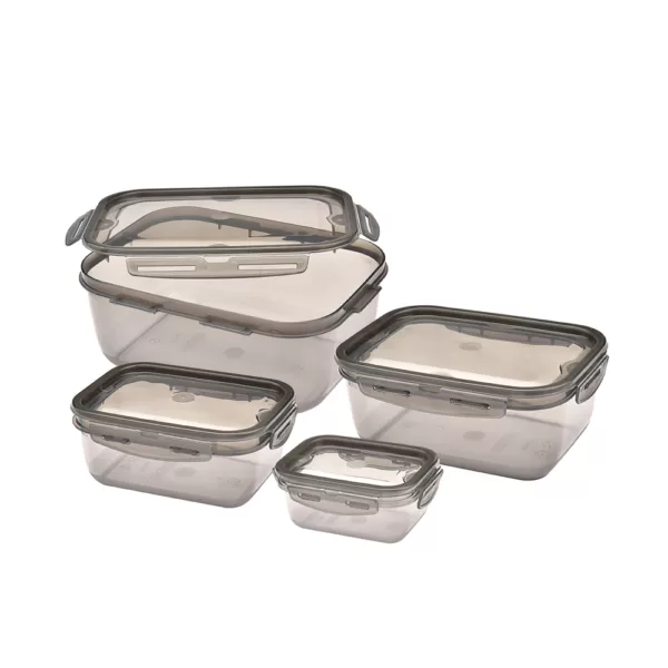 Lock&Fit Transparent Smoked Colour Box 4 Pcs Set ( 0,45 L + 1 L + 2 L + 4 L)