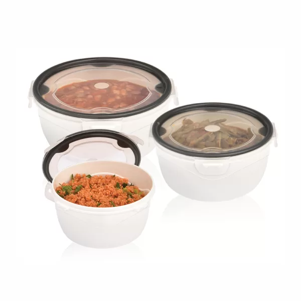 Pure White Body Lock & Fit Round Box 3 Pcs Set ( 0,65 L + 1,1 L + 1,9 L )-1