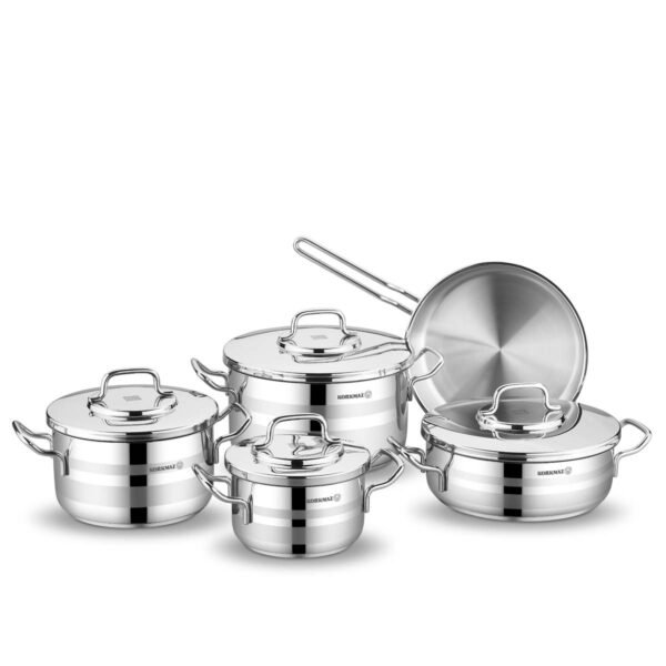 Korkmaz Vertex Set Di Teiere In Acciaio Inox 18/10 – Capacità 2 Litri, Manici In Ghisa Termoresistenti, Base Solar Base Adatta A Induzione